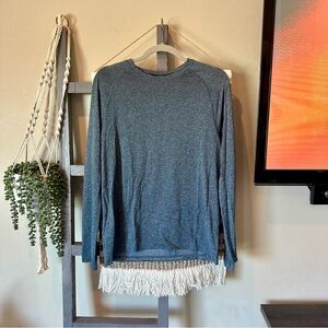 Rhone Men’s Performance Long Sleeve Blue Perforated Shirt Size Medium #178